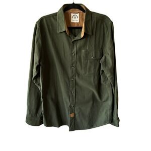 Dubinik Flannel Shirt Mens M Green Excellent Corduroy Collar Cotton H144